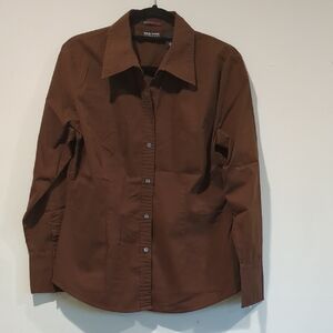 New York & Company Brown Shirt L